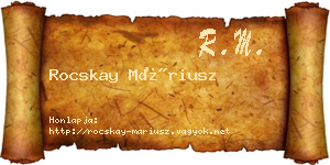 Rocskay Máriusz névjegykártya